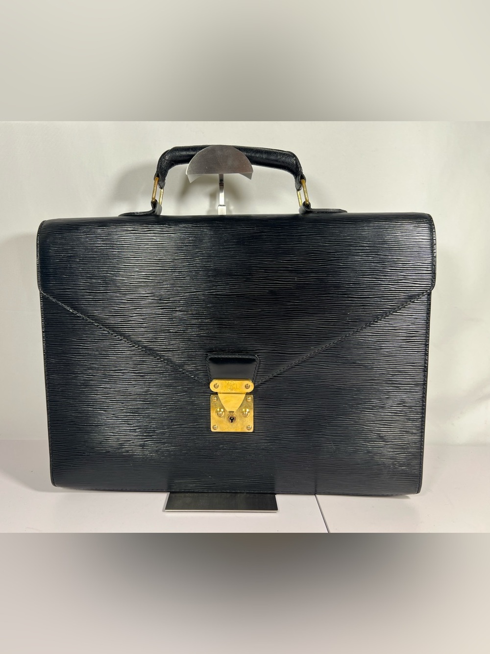 3093: Louis Vuitton Epi Serviette Ambassadeur Briefcase Black Leather